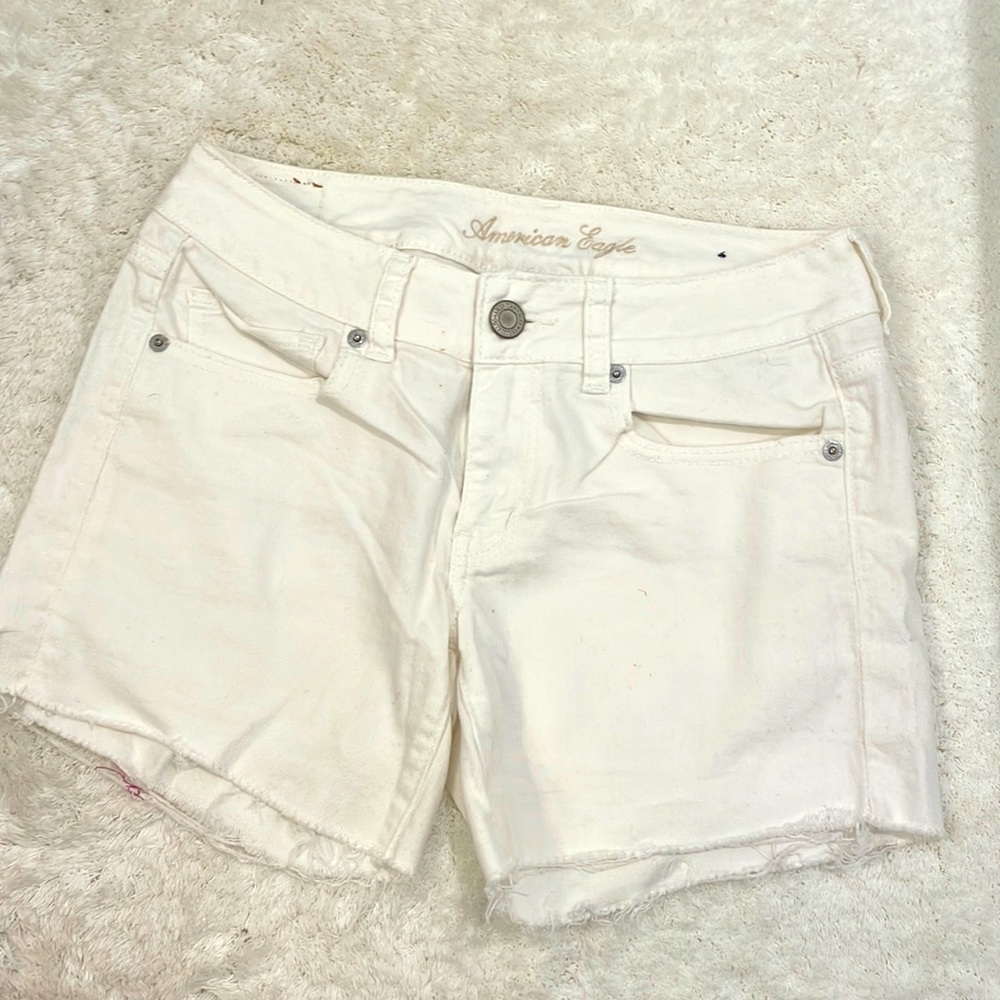 AE White Stretch Jean Shorts